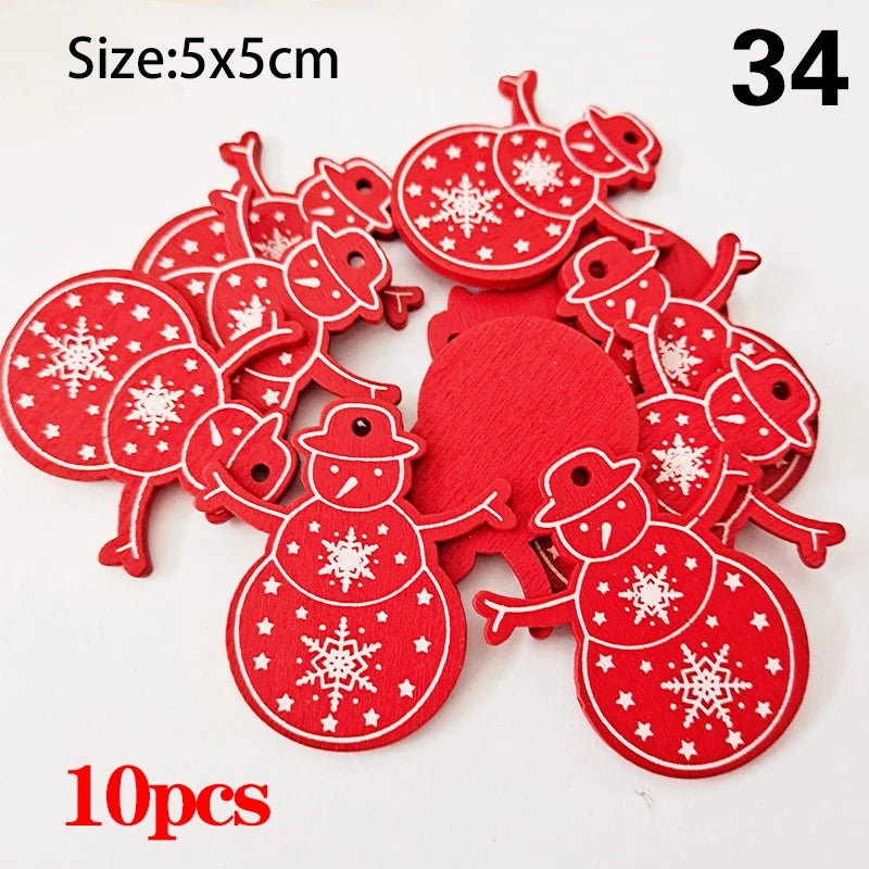 Christmas Wooden Ornaments Hanging Pendants - Festive Fancies