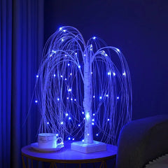 24" Tabletop 60 LED Color Changing Bonsai Weeping Willow Tree with RGB Remote Control, 16 colors, USB or Battery-Operated - Christmas Decor - Lights - Festive Fancies