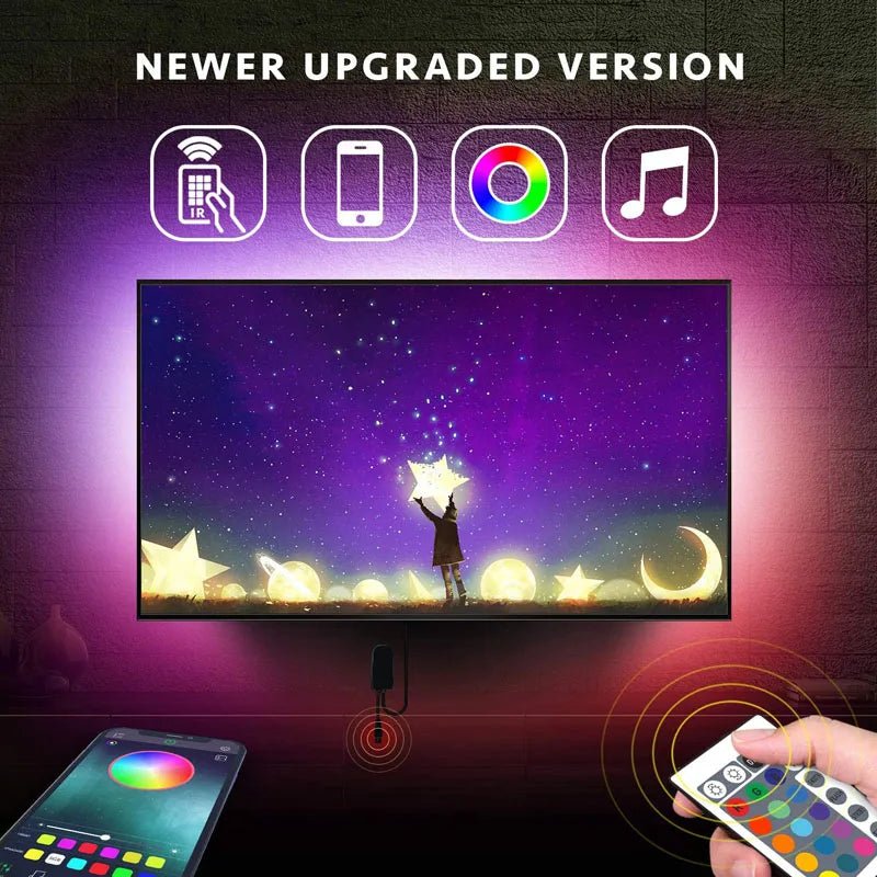 Color RGB LED Strip Lights, Bluetooth App Control, USB Power, With or Without Remote, Various Lengths (3m-30m) - Festive Fancies