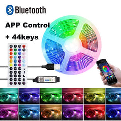 Color RGB LED Strip Lights, Bluetooth App Control, USB Power, With or Without Remote, Various Lengths (3m-30m) - Festive Fancies