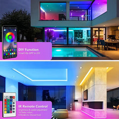 Color RGB LED Strip Lights, Bluetooth App Control, USB Power, With or Without Remote, Various Lengths (3m-30m) - Festive Fancies