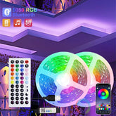 Color RGB LED Strip Lights, Bluetooth App Control, USB Power, With or Without Remote, Various Lengths (3m-30m) - Festive Fancies