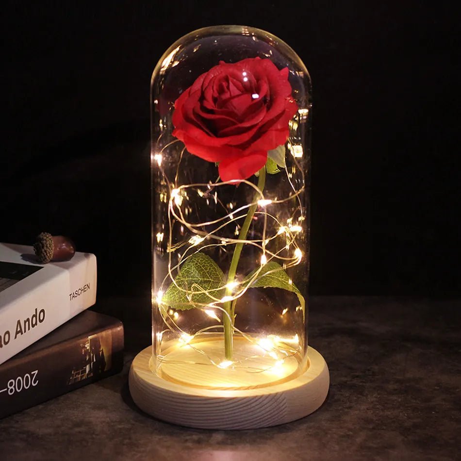 Galaxy Rose Artificial Flower (Beauty and the Beast Rose LED Light) - Festive Fancies