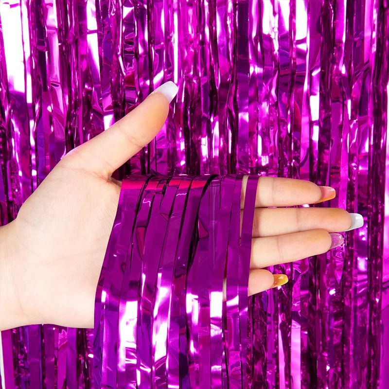 Glitter Tinsel Fringe Backdrop Curtain for Party Decorations - Festive Fancies