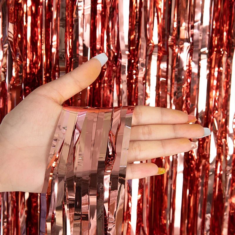 Glitter Tinsel Fringe Backdrop Curtain for Party Decorations - Festive Fancies