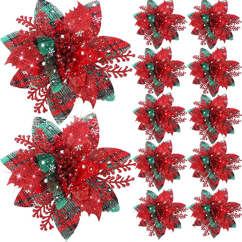 Glittery Artificial Decorative Flowers 5pcs - Festive Fancies