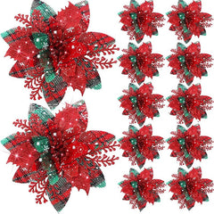 Glittery Artificial Decorative Flowers 5pcs - Festive Fancies