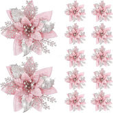 Glittery Artificial Decorative Flowers 5pcs - Festive Fancies