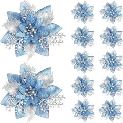 Glittery Artificial Decorative Flowers 5pcs - Festive Fancies