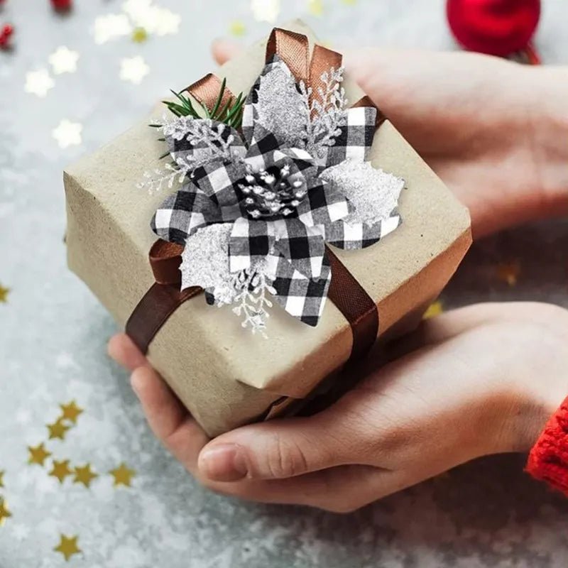 Glittery Artificial Decorative Flowers 5pcs - Festive Fancies