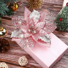Glittery Artificial Decorative Flowers 5pcs - Festive Fancies