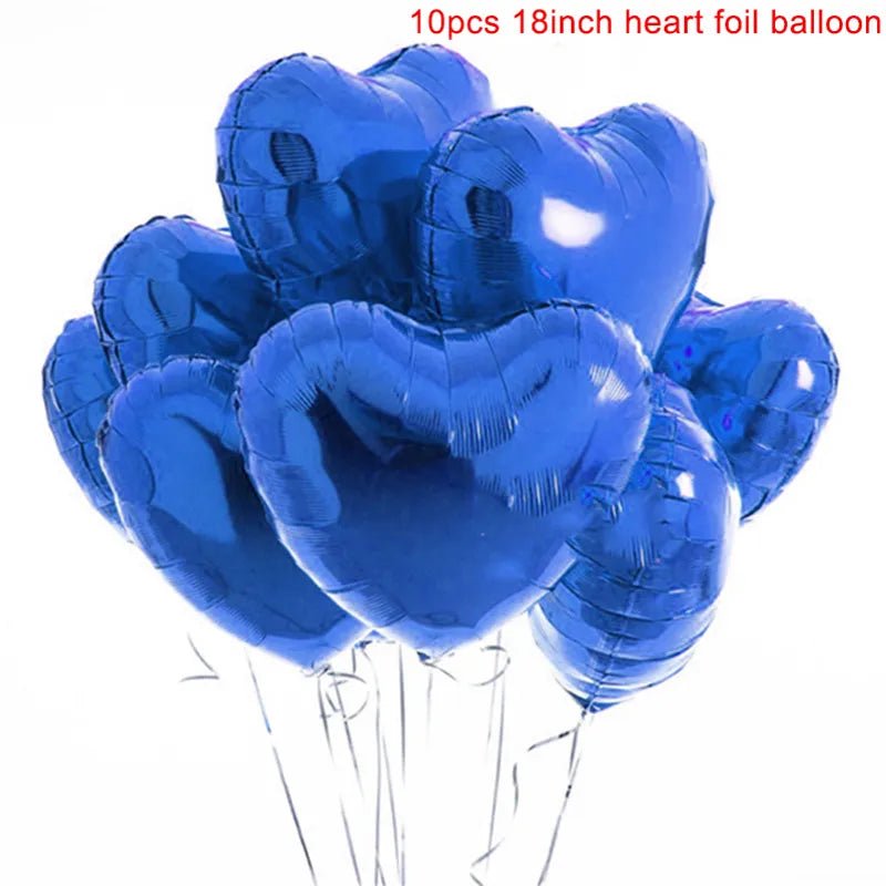 Heart-Shaped 18-inch Aluminum Foil Balloons Set of 10 - Festive Fancies