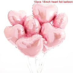 Heart-Shaped 18-inch Aluminum Foil Balloons Set of 10 - Festive Fancies