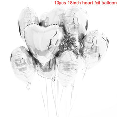 Heart-Shaped 18-inch Aluminum Foil Balloons Set of 10 - Festive Fancies