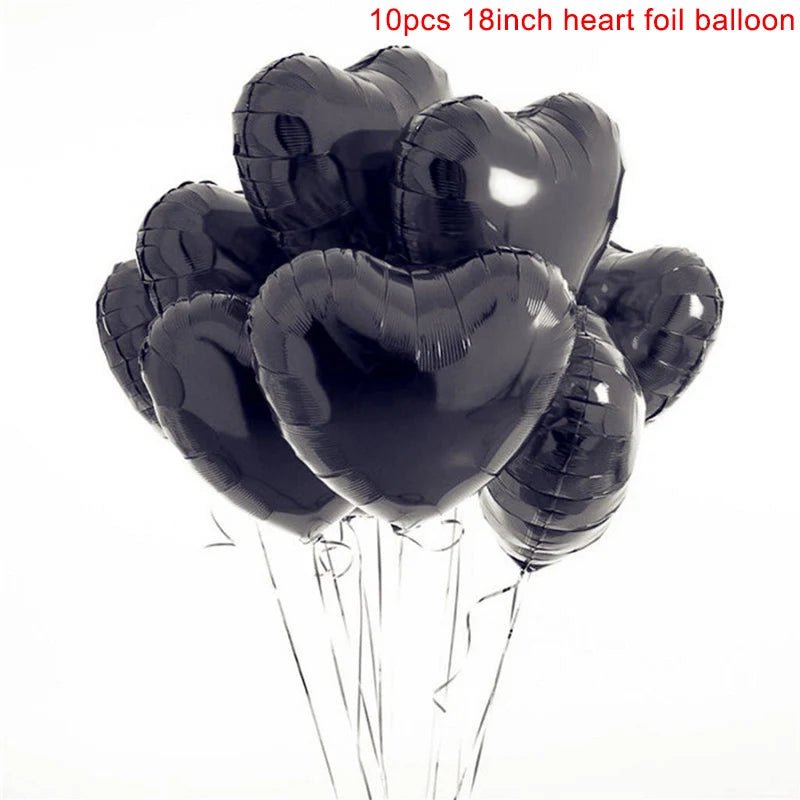 Heart-Shaped 18-inch Aluminum Foil Balloons Set of 10 - Festive Fancies