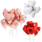 Heart-Shaped 18-inch Aluminum Foil Balloons Set of 10 - Festive Fancies
