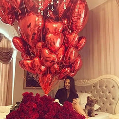 Heart-Shaped 18-inch Aluminum Foil Balloons Set of 10 - Festive Fancies