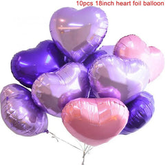 Heart-Shaped 18-inch Aluminum Foil Balloons Set of 10 - Festive Fancies