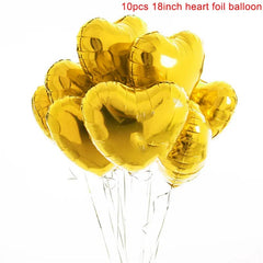 Heart-Shaped 18-inch Aluminum Foil Balloons Set of 10 - Festive Fancies