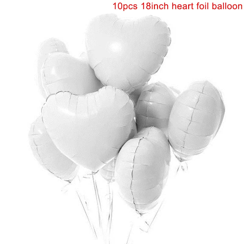 Heart-Shaped 18-inch Aluminum Foil Balloons Set of 10 - Festive Fancies