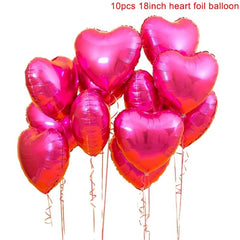 Heart-Shaped 18-inch Aluminum Foil Balloons Set of 10 - Festive Fancies