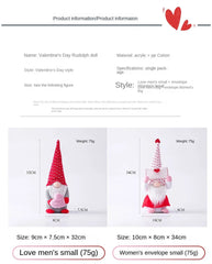 Knitted Handmade Plush Toy Gnome Dolls Holding A Heart or Envelope - Festive Fancies