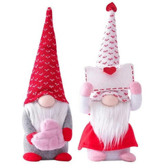 Knitted Handmade Plush Toy Gnome Dolls Holding A Heart or Envelope - Festive Fancies