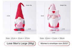 Knitted Handmade Plush Toy Gnome Dolls Holding A Heart or Envelope - Festive Fancies