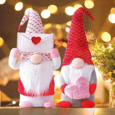 Knitted Handmade Plush Toy Gnome Dolls Holding A Heart or Envelope - Festive Fancies