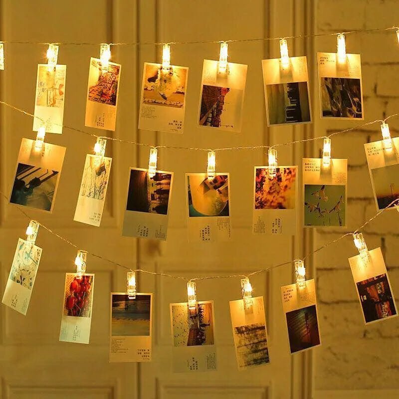 LED String Lights Photo Clip Garland - Battery Operated (Batteries NOT Included) - Festive Fancies
