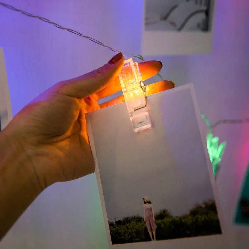 LED String Lights Photo Clip Garland - Battery Operated (Batteries NOT Included) - Festive Fancies