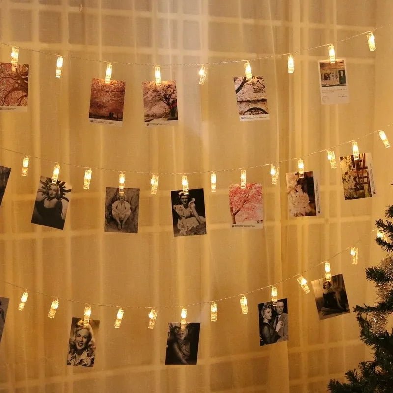 LED String Lights Photo Clip Garland - Battery Operated (Batteries NOT Included) - Festive Fancies