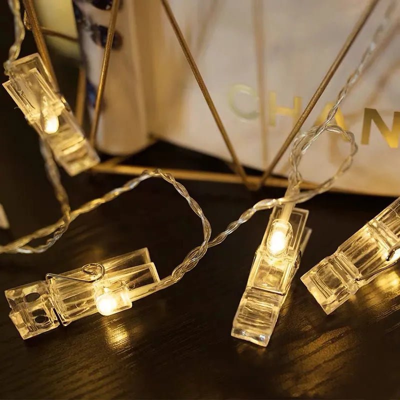 LED String Lights Photo Clip Garland - Battery Operated (Batteries NOT Included) - Festive Fancies