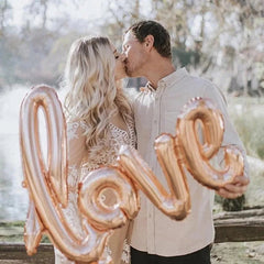 "LOVE" Letter Foil Balloons for Valentines, Weddings, Engagement Parties, Anniversaries, Romantic Celebrations - Festive Fancies