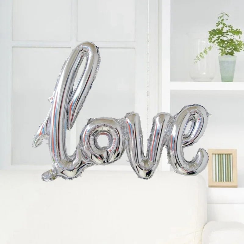 "LOVE" Letter Foil Balloons for Valentines, Weddings, Engagement Parties, Anniversaries, Romantic Celebrations - Festive Fancies