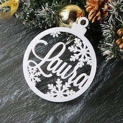 Personalised Laser Cut Names Christmas Tree Ornament Baubles - Festive Fancies