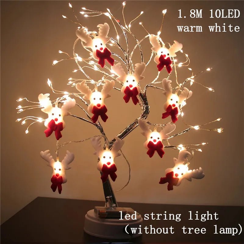 1.8m 10 LED Warm White String Lights Santa Snowman Elk Garland, Battery-Operated - Christmas Decor - Lights - Festive Fancies
