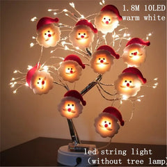 1.8m 10 LED Warm White String Lights Santa Snowman Elk Garland, Battery-Operated - Christmas Decor - Lights - Festive Fancies