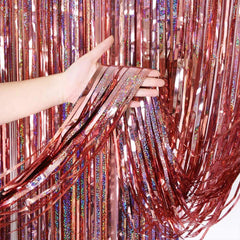 Sparkly Glitter Tinsel Fringe Backdrop Curtain For Party Decorations - Festive Fancies