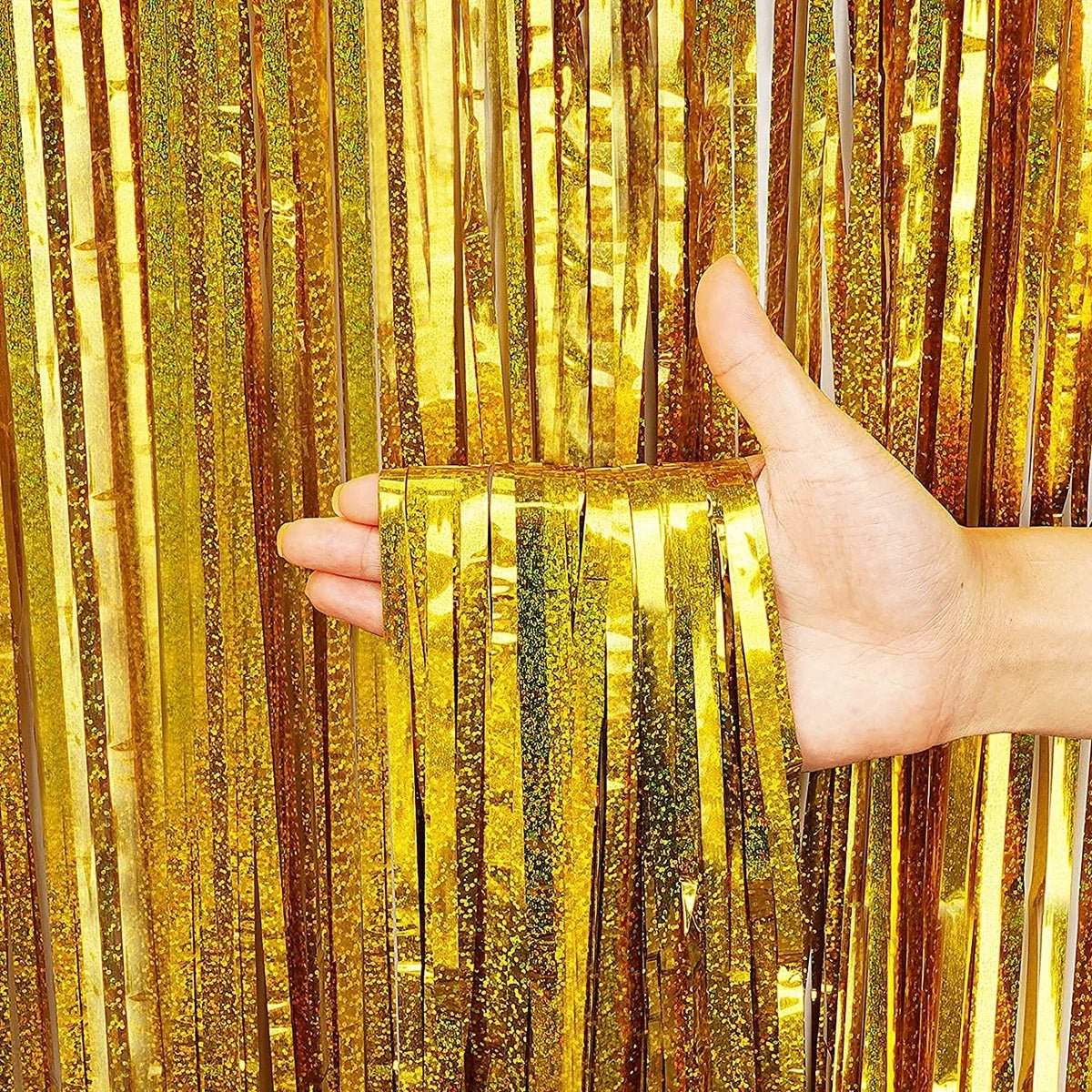 Sparkly Glitter Tinsel Fringe Backdrop Curtain For Party Decorations - Festive Fancies