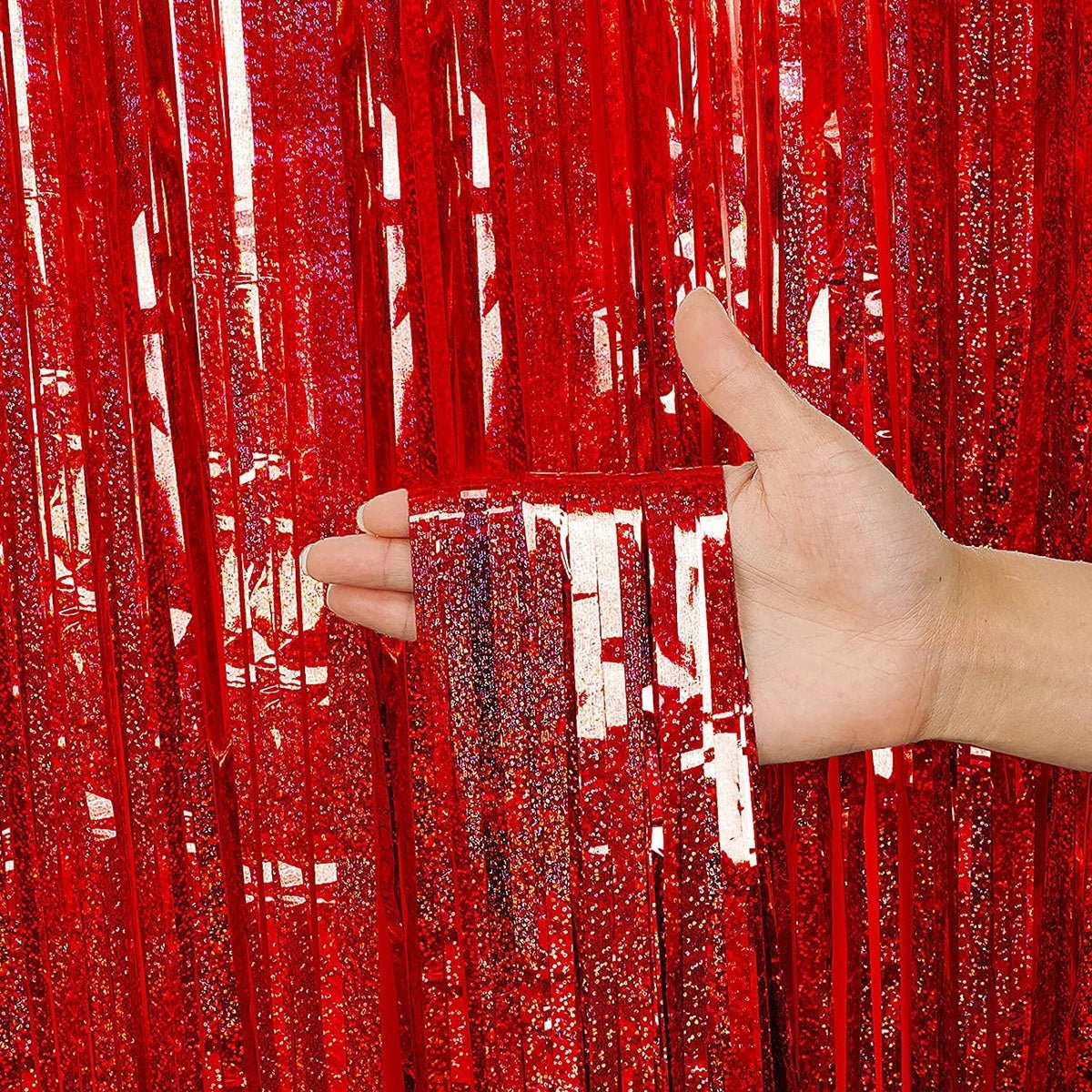 Sparkly Glitter Tinsel Fringe Backdrop Curtain For Party Decorations - Festive Fancies