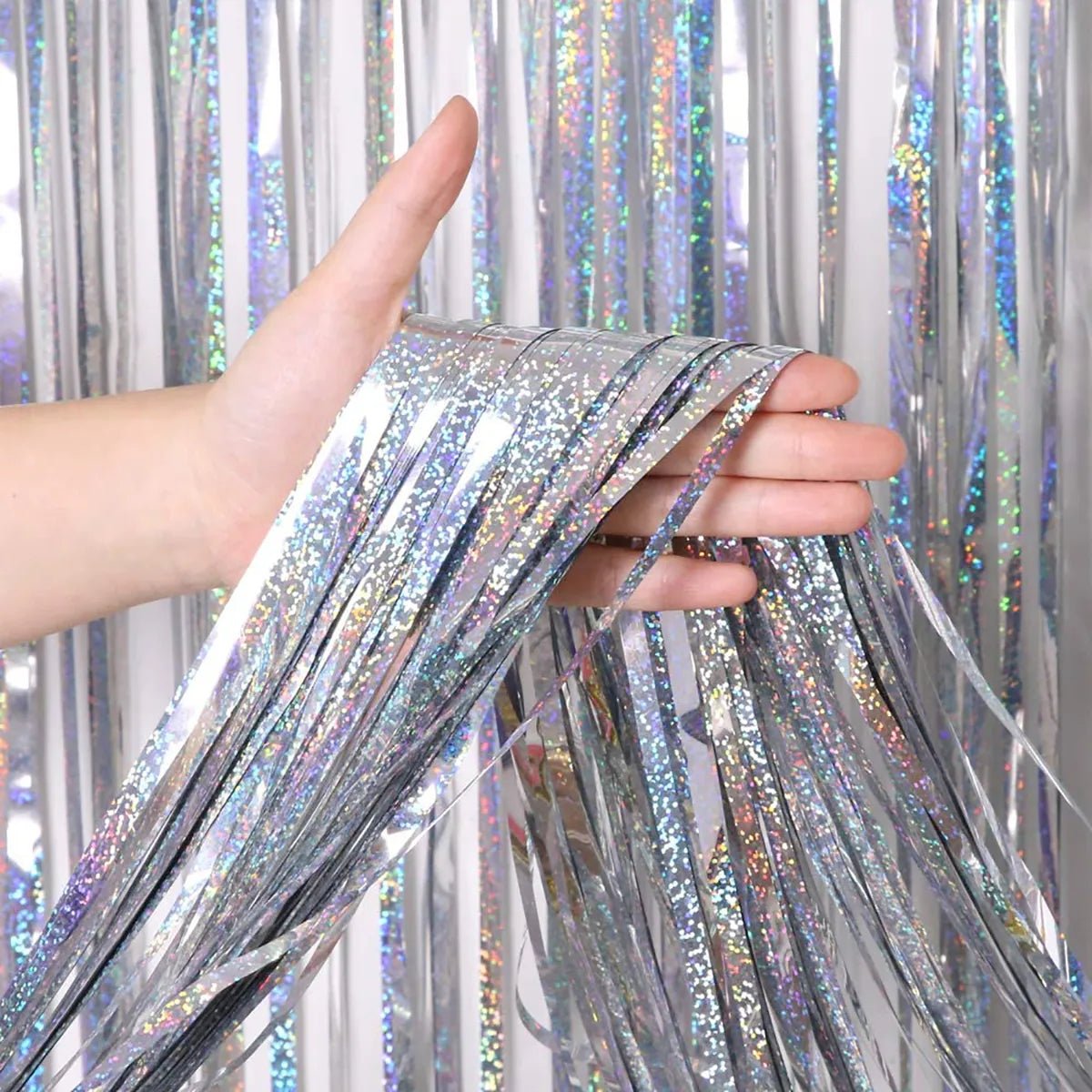 Sparkly Glitter Tinsel Fringe Backdrop Curtain For Party Decorations - Festive Fancies