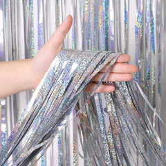Sparkly Glitter Tinsel Fringe Backdrop Curtain For Party Decorations - Festive Fancies