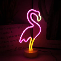 USB Neon Light Flamingo Shaped Sign Neon Moon Lights Lighting Wall Decor Led Lights For Wedding Bedroom Kids Baby Room - Festive Fancies