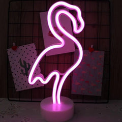 USB Neon Light Flamingo Shaped Sign Neon Moon Lights Lighting Wall Decor Led Lights For Wedding Bedroom Kids Baby Room - Festive Fancies