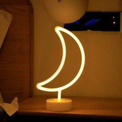 USB Neon Light Flamingo Shaped Sign Neon Moon Lights Lighting Wall Decor Led Lights For Wedding Bedroom Kids Baby Room - Festive Fancies