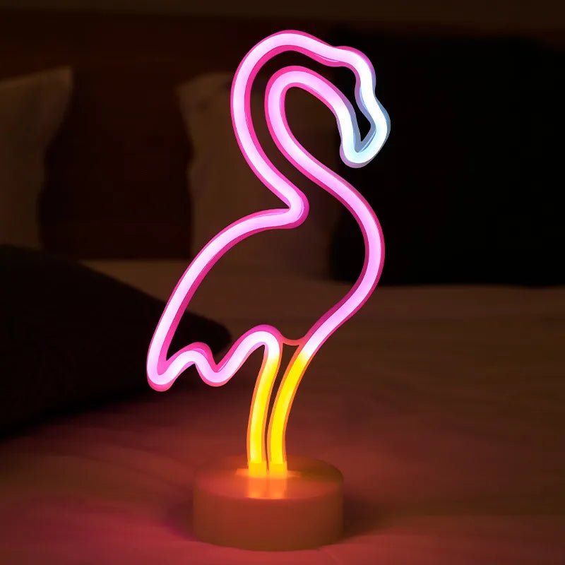 USB Neon Light Flamingo Shaped Sign Neon Moon Lights Lighting Wall Decor Led Lights For Wedding Bedroom Kids Baby Room - Festive Fancies