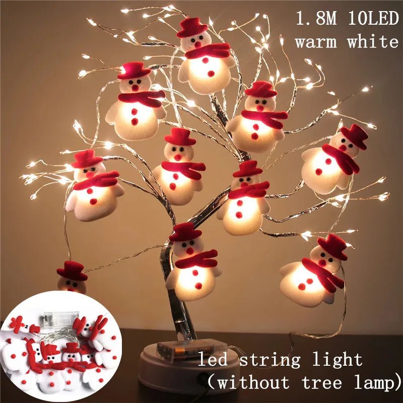 1.8m 10 LED Warm White String Lights Santa Snowman Elk Garland, Battery-Operated - Christmas Decor - Lights - Festive Fancies